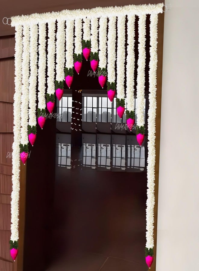 Virushka Gajra With Lotus Buds Thoranam For Entrance Door, Torans For Entrance Door, Banderwal For Home Door, 94 Cm,Fabric,Multicolor - Image 1
